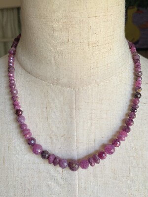 Jay King Neu mit Etikett $ 229 rosa roher Saphir Perlen Halskette 17-20 Zoll