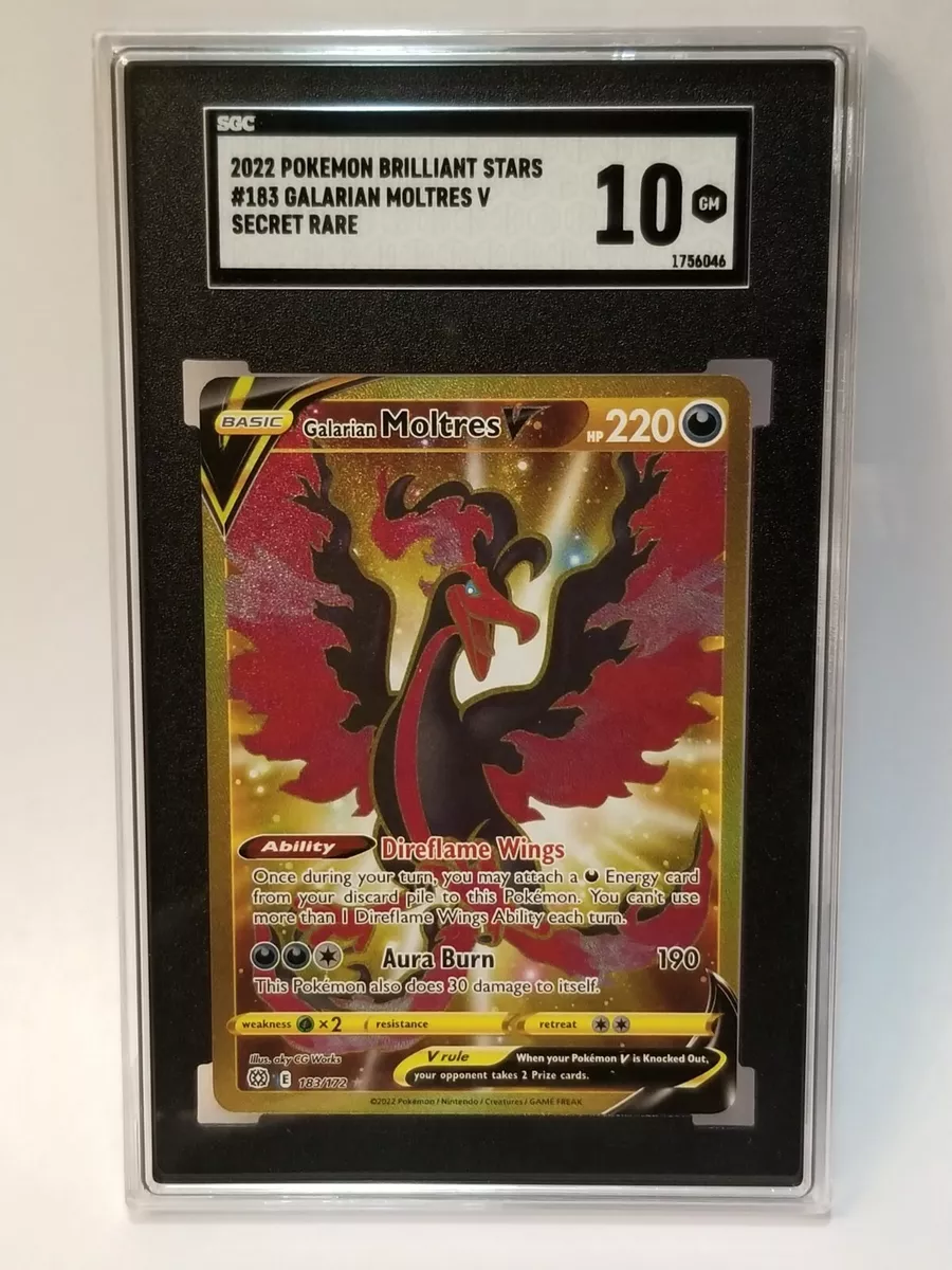 Pokemon, Brilliant Stars, Galarian Moltres V, Gold Holo, 183/172, NM/M