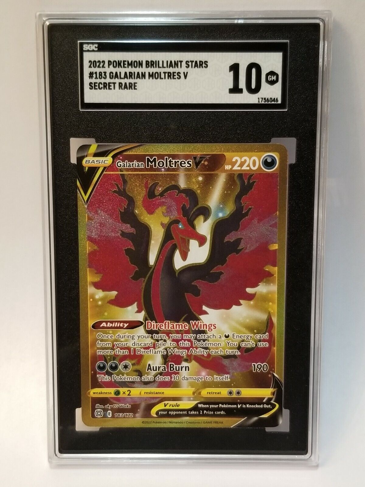 Mavin  Galarian Moltres V - 183/172 Brilliant Stars SECRET RARE GOLD  Pokemon - NM/MINT