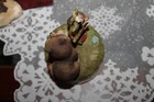 Vtg Music Box Mama Baby Racoons Bisque Porcelain MSR Imports 1980s plays!! — photo 3