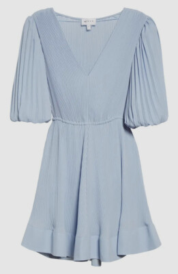 milly elle pleated dress NWT $450 Milly Elle Watercolor Blue/Multi Floral Pleated Mini Dress Size 0