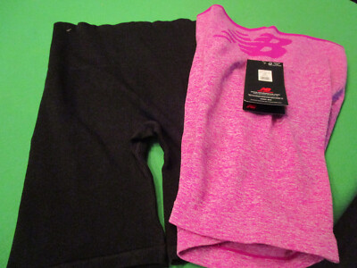 LOT OF 2  New Balance Atheltic Compression Yoga Shorts Womens BLACK/PINK small