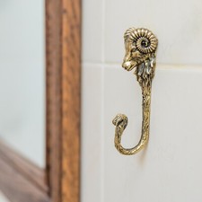Aries Ram Head Wall Hook Solid Brass Handmade Hanger For Coats Towels Aries Ram Head Wall Hook Solid Brass Handmade Hanger For Coats Towels