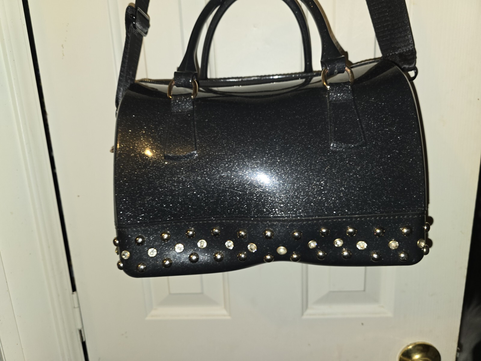 Large Black Glitter Jelly Satchel Doctor Bag
