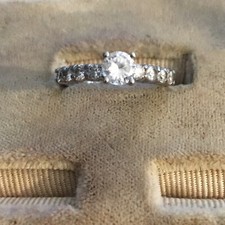 Vintage Sterling Silver 925 Solitaire halo  CZ Band Size 6