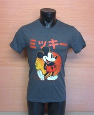 Disney Japan Katakana Mickey Mouse Gray Short Sleeve T-Shirt Adult Size Small