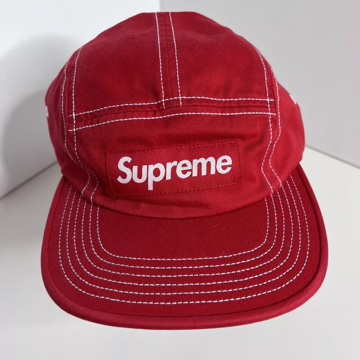 Supreme Red Cap Hat Contrast Stitch Camp SS18H67 NWT - One Size