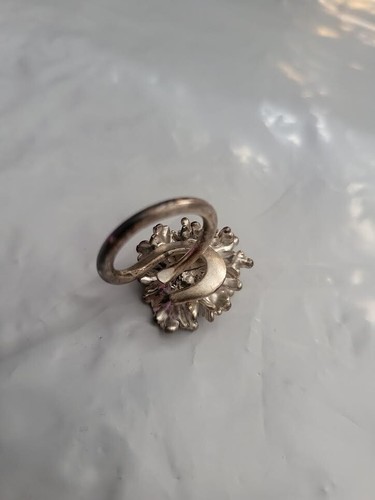 Vintage Brutalist Silver Anemone RIng Size Unknown - Picture 4 of 5