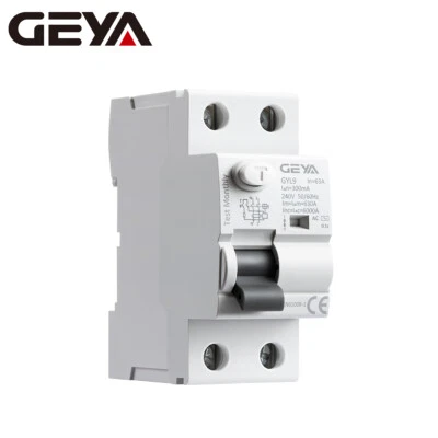 GEYA ELCB Circuit Breaker 2Pole 25/40/63/80/100Amp 30/100/300mA AC-Type RCCB RCD