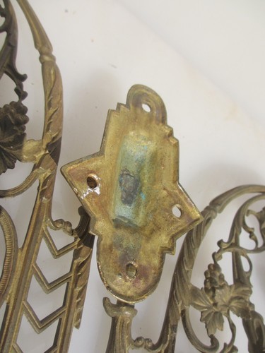 Antique Brass Piano Candle Holders Lights Sconces Old Victorian Gilt Rococo - Picture 14 of 18