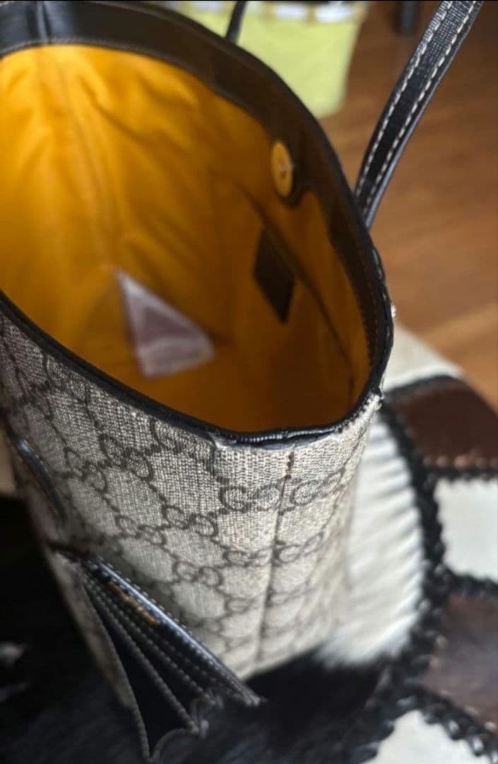 GUCCI Kids Bat Tote Bag Black GG Canvas Leather Handle Authentic thumbnail 8