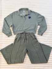 Victoria  s Secret PINK Matching Set Sage Sweat Set Pullover Pant Cozy Athleisure