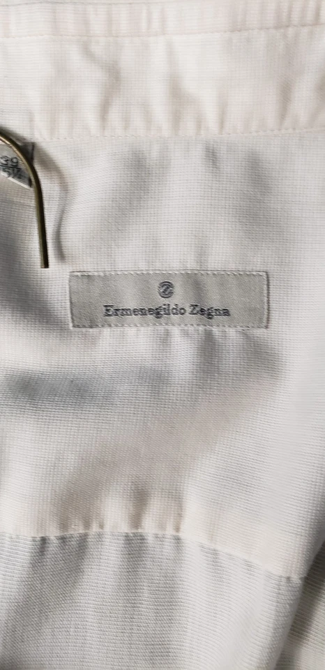 Camisa de Vestir Ermenegildo Zegna Para Hombres LS Cáscara de Huevo 15.5 39 Hecha en España Foto 3 de 4