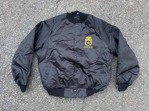 Teamsters Memphis Vintage Satin Bomber Jacket Black Size XL Made in USA - product listing photo