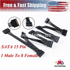 15 Pin SATA Power Extension Hard Drive Cable 1 Male to 8 Female Splitter Adapter