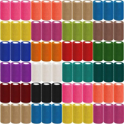 54 Pack Colorful Self Adhesive Bandage Wrap Bulk 4 Inch x 5 4in, 18 Colors