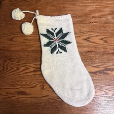 Hearth  Hand with Magnolia White Knit Christmas Stocking with Snowflakes