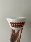 Pyrex Vintage Mixing Nesting Bowl 1.5 Pint #401 USA Orange Polka Dot Milk Glass
