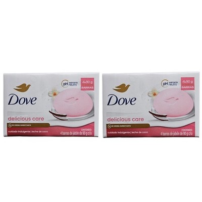 2 x Dove Delicious Care Leche De Coco Kokosmilch Seife Riegel 4x90g.