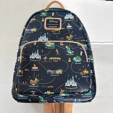 *NEW Loungefly Disneyland 65th Anniversary Map 2-in-1 Convertible Backpack
