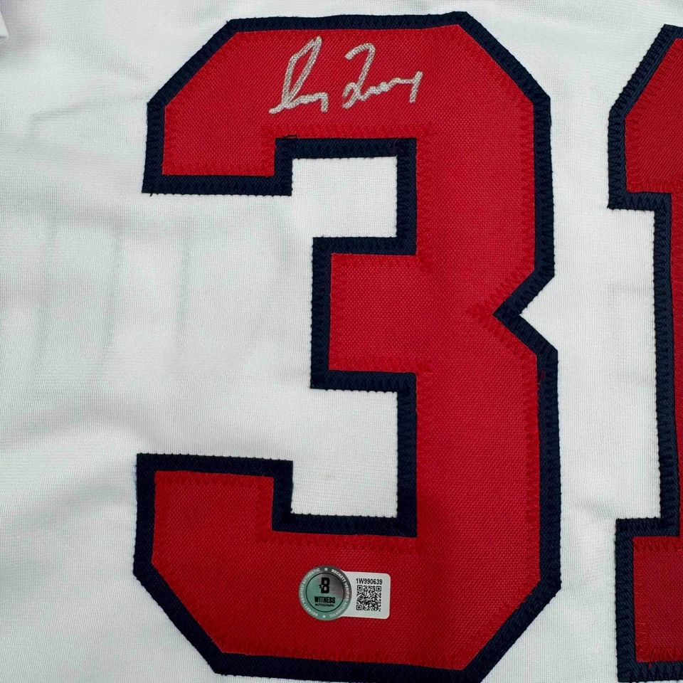 Camiseta de béisbol blanca autografiada/firmada Greg Maddux Atlanta Beckett certificado de autenticidad BAS Foto 3 de 3