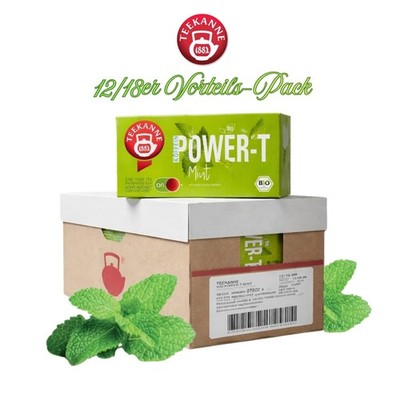 12x TEEKANNE Power-T Mint Tee   216 Beutel   Natürlicher Koffein Tee mit Minze