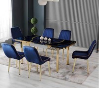Esszimmer Essgruppen Esstisch StüHle Rechteckig Blau Modern Luxus Neu