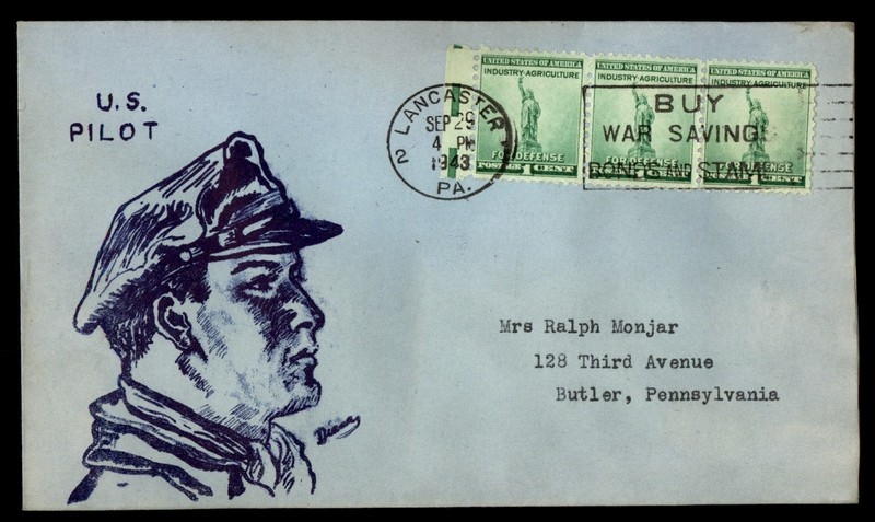 Mayfairstamps US 1943 US Pilot Hand Painted Cover cca_05703