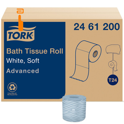 Tork Advanced Toilet Paper Roll, White, 500 sheet (Pack of 80), White