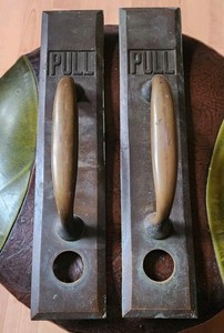 Pair Heavy Vintage SARGENT  Made in USA Bronze PULL Plate And Handles 14" x 3"