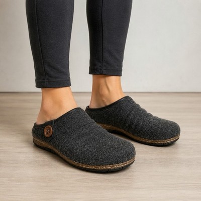 Earth Enchant2 Dark Gray Wool Clog Mule Shoes Womens 9M Comfort Slip On