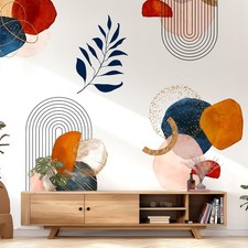 Boho Mid-Century Modern Wall Decals Peel and Stick, Archs Abstract Vinyl Wall...