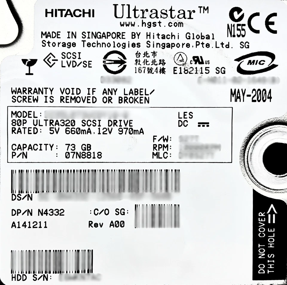Hitachi N4332 Ultrastar 73GB Ultra320 3.5 HDD Hard Drive - fast Ship - Image 2 of 4