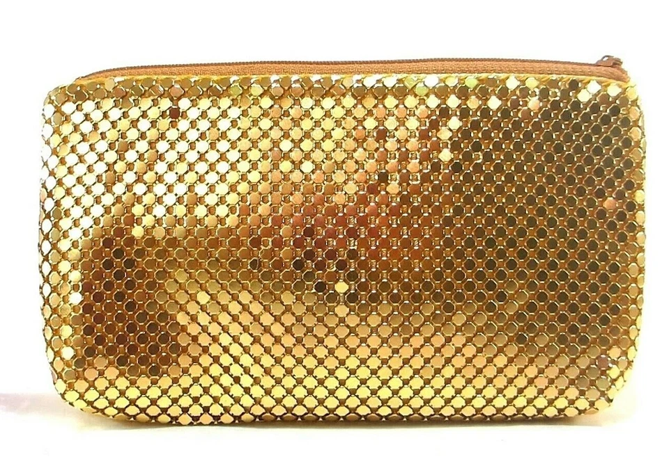 Makeup Cosmetic Bag Travel Mesh Makeup Bag, Cosmetic Case GOLD - Image 3 of 4