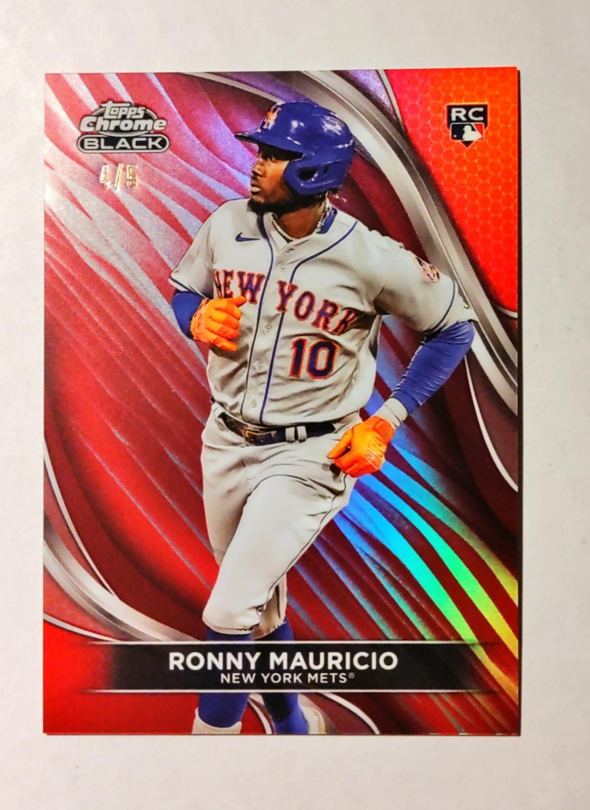 Ronny Mauricio 2024 Topps Chrome Black #42 Rookie RED REFRACTOR 4/5 F6