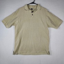 Tommy Bahama Men  s M Silk Cotton Polo Shirt Beige Striped Short Sleeve