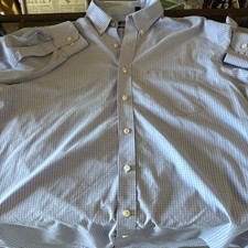 Mens IZOD Long Sleeve Dress Shirt XLT Lightly Worn Pink/Blue Check