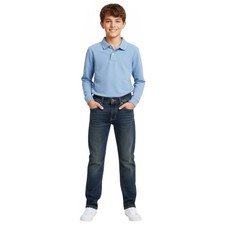 Izod Boys Size 12 Regular Slim Straight Jeans Dark Denim Wash Cotton Whiskers