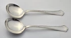 (2) Wallace WASHINGTON HAND HAMMERED Sterling Silver Soup Spoons 5" NO MONO