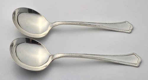 (2) Wallace WASHINGTON HAND HAMMERED Sterling Silver Soup Spoons 5" NO MONO