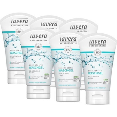 Lavera Basis Sensitiv Waschgel Bio Aloe Vera & Jojoba, 6er Pack (6 x 125 ml)