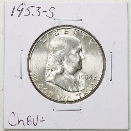 1953-S 50C Franklin Half Dollar in Choice BU+ Condition #6465