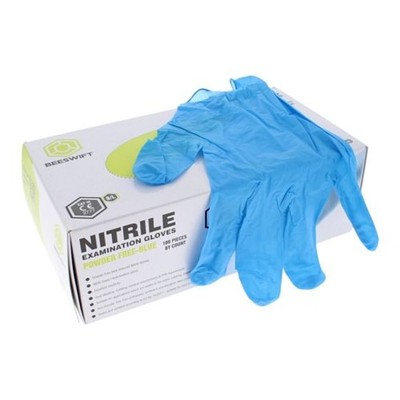 Blaue puderfreie strukturierte Nitrilhandschuhe XL 100er Pack