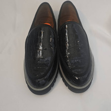 Donald Pliner Womens Blk Patent Croc Embossed Loafers, Comfort, Style, NEW, 5.5