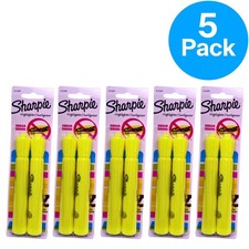 Sharpie Accent Highlighters Chisel Tip Fluorescent Yellow Smear Guard 5 Pack