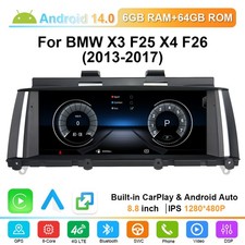 8,8'''' Android 14 Autoradio CarPlay 8-Kern 64G GPS Navi F�r BMW X3 F25 X4 F26 NBT