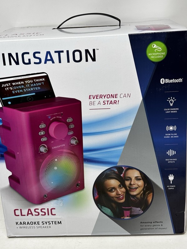 Singsation Classic Karaoke System Bluetooth NIB Pink Microphone