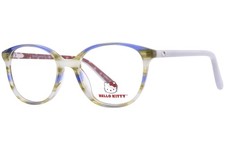 Hello Kitty HK375-2 Eyeglasses Youth Kids Girl's Blue/Yellow Wood Full Rim 47mm