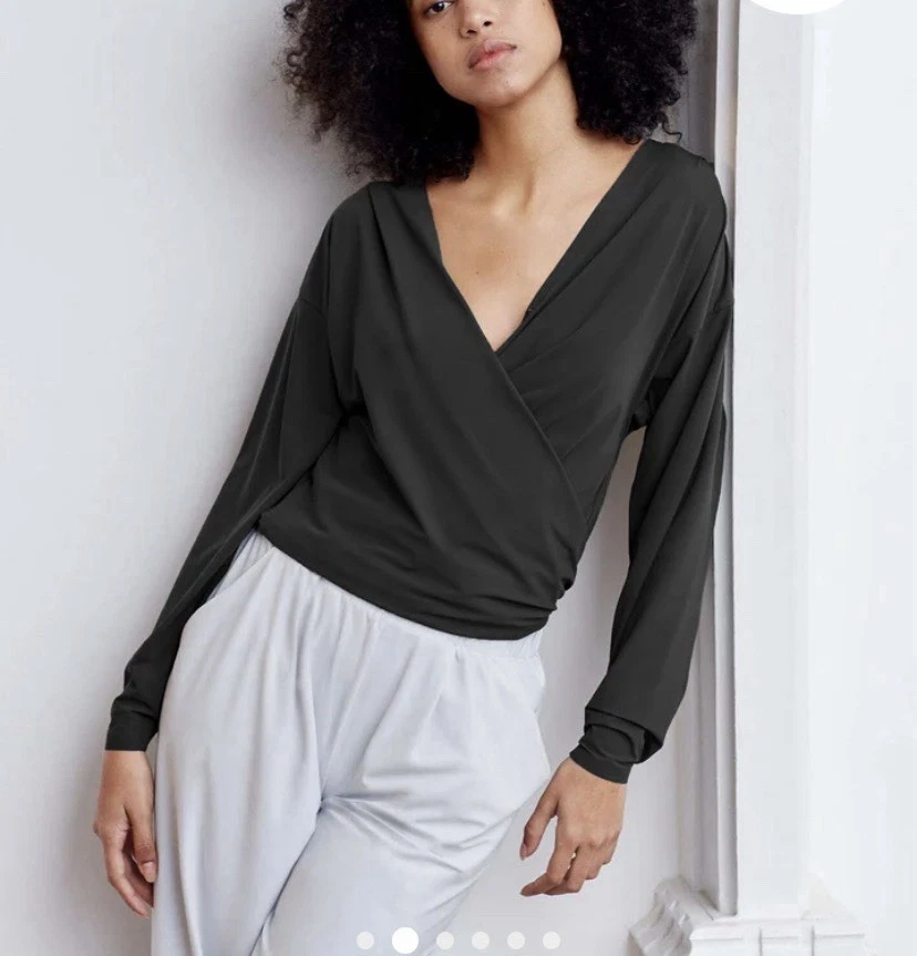 Aday L That’s A Wrap Top Black Technical Silk Minimalist Luxury Upf 50 Travel