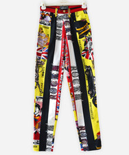90s Vintage VERSACE Pants Printed Trousers Rock Beatles Black White Size 28 42